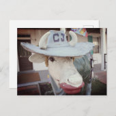 Vache dans le rouge à lèvres sur une carte postale (Devant / Derrière)