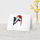 VACHE DANS UNE Carte de voeux PLIÉE PÈRE NOËL (Fleur jaune)