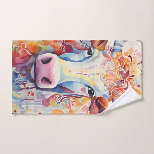 Vache d'aquarelle mousseuse (Serviette à main)