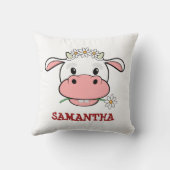 Vache de dessin animé mignonne | Coussin d'animal (Verso)