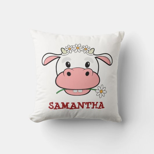 Vache de dessin animé mignonne | Coussin d'animal (Recto)