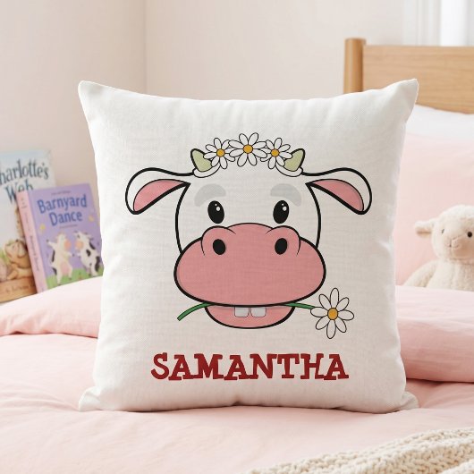 Vache de dessin animé mignonne | Coussin d'animal