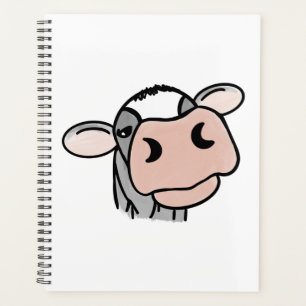 vache de dessin animé noir blanc rose baiser gris