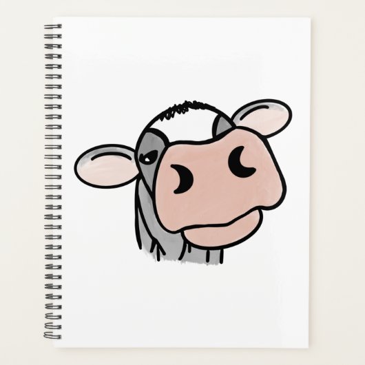 vache de dessin animé noir blanc rose baiser gris (Devant)
