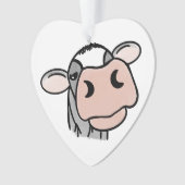vache de dessin animé noir blanc rose baiser gris (devant)