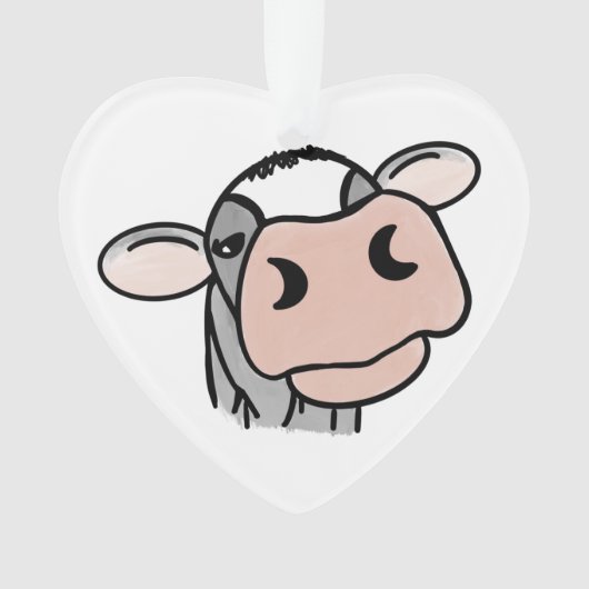 vache de dessin animé noir blanc rose baiser gris (devant)