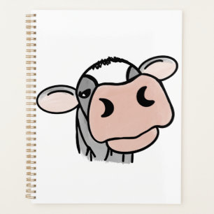 vache de dessin animé noir blanc rose baiser gris