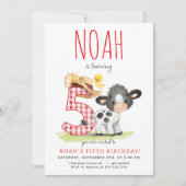 Vache de ferme cinquième invitation anniversaire (Devant)