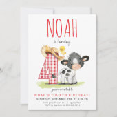 Vache de ferme Invitation à l'anniversaire quatriè (Devant)