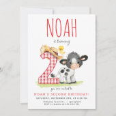 Vache de ferme Invitation pour le deuxième anniver (Devant)