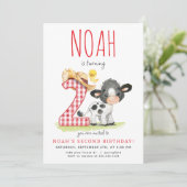 Vache de ferme Invitation pour le deuxième anniver (Debout devant)