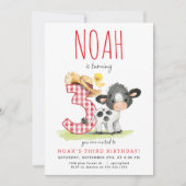 Vache de ferme Invitation pour le troisième annive (Devant)