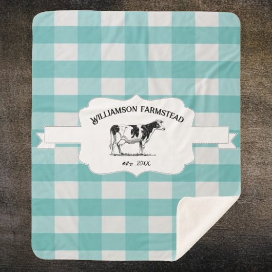 Vache de ferme turquoise Buffalo Plaid Sherpa Blan
