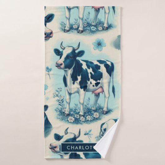 Vache de ferme vintage sans joint (Serviette de bain)