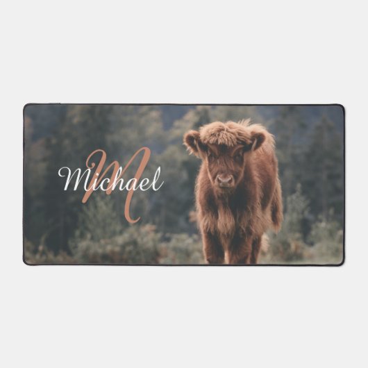 Vache de Highland calvaire herbe d'automne monogra (Recto)