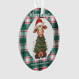 Vache de Noël mignonne et joyeuse arbre de Noël ve