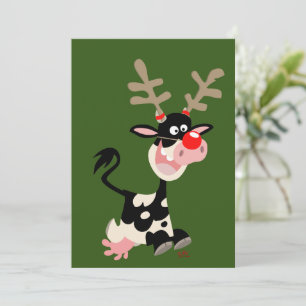 Vache de Noël ou renne ? Carte de vœux