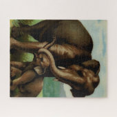 Vache d'éléphant vintage avec son puzzle de veau (Horizontal)