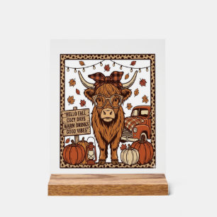 Vache des Highlands Bonjour Automne Gravure Vintag
