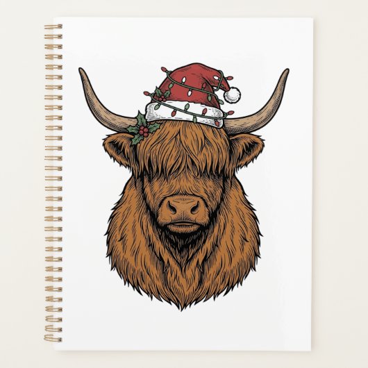 Vache des Highlands de Noël Gravure Vintage Chapea (Devant)