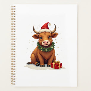 Vache des Highlands de Noël vintage avec des cadea