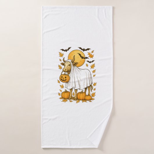 Vache des Highlands Halloween en costume de fantôm (Serviette de bain)