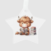 Vache des Highlands lisant des livres (dos)
