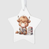 Vache des Highlands lisant des livres (devant)