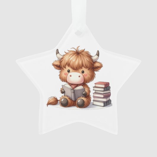 Vache des Highlands lisant des livres (devant)