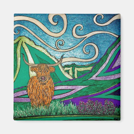 Vache des Highlands - Magnet (Devant)
