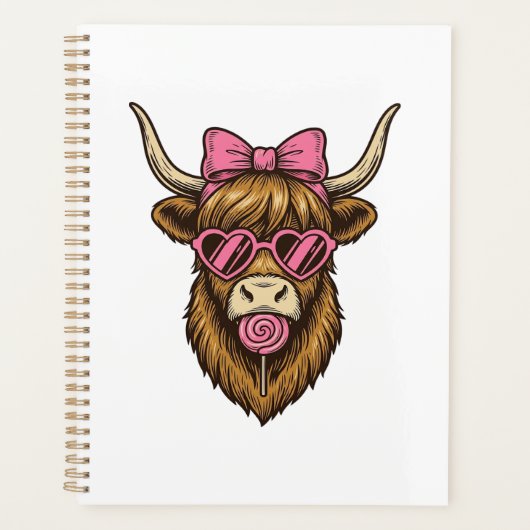 Vache des Highlands mignonne avec des lunettes à m (Devant)