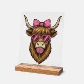 Vache des Highlands mignonne avec des lunettes à m (Angle)