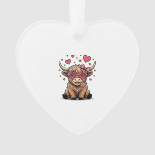 Vache des Highlands mignonne Saint Valentin lunett