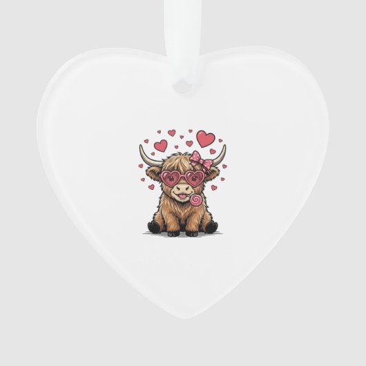 Vache des Highlands mignonne Saint Valentin lunett (devant)