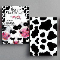 Vache drôle noir et blanc Invitation d'anniversair
