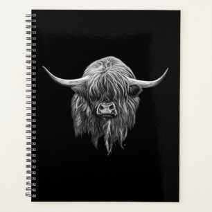 Vache Écossaise Highland En Noir Et Blanc