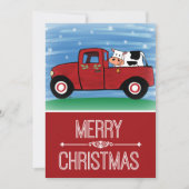 Vache en Camion Rouge Festif Carte de Noël Plat (Devant)