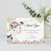 Vache ferme animal bébé douche merci carte (Debout devant)