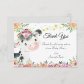 Vache ferme animal bébé douche merci carte (Devant / Derrière)