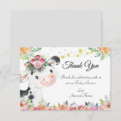 Vache ferme animal bébé douche merci carte (Devant / Derrière)