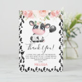 Vache florale rose Imprimer Carte de remerciements (Debout devant)