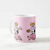 Vache Florale Roses roses roses Chocolat Mug (Devant gauche)