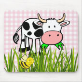 Vache Herbe Floral Pink Plaid Souris Pad! Tapis de (Devant)