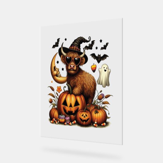 Vache Highland à l'Halloween Citrouille (Angle)