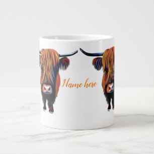 Vache Highland avec nom modifiable grande tasse de