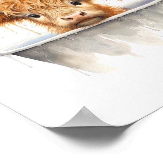 Vache Highland dans la baignoire Art mural imprima (Coin)