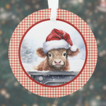 Vache Highland dans la jolie Santa Hat En vichy No