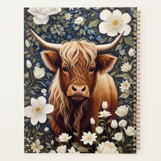 Vache Highland Élégant Blanc Floral (Dos)