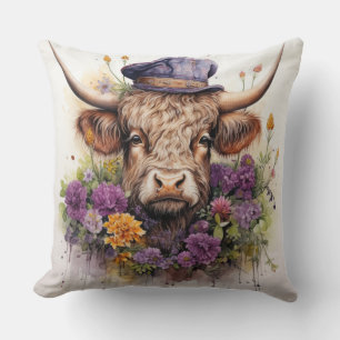 Vache Highland en coiffure 4 sur 4 coussin