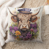 Vache Highland en coiffure 4 sur 4 coussin (Couverture)